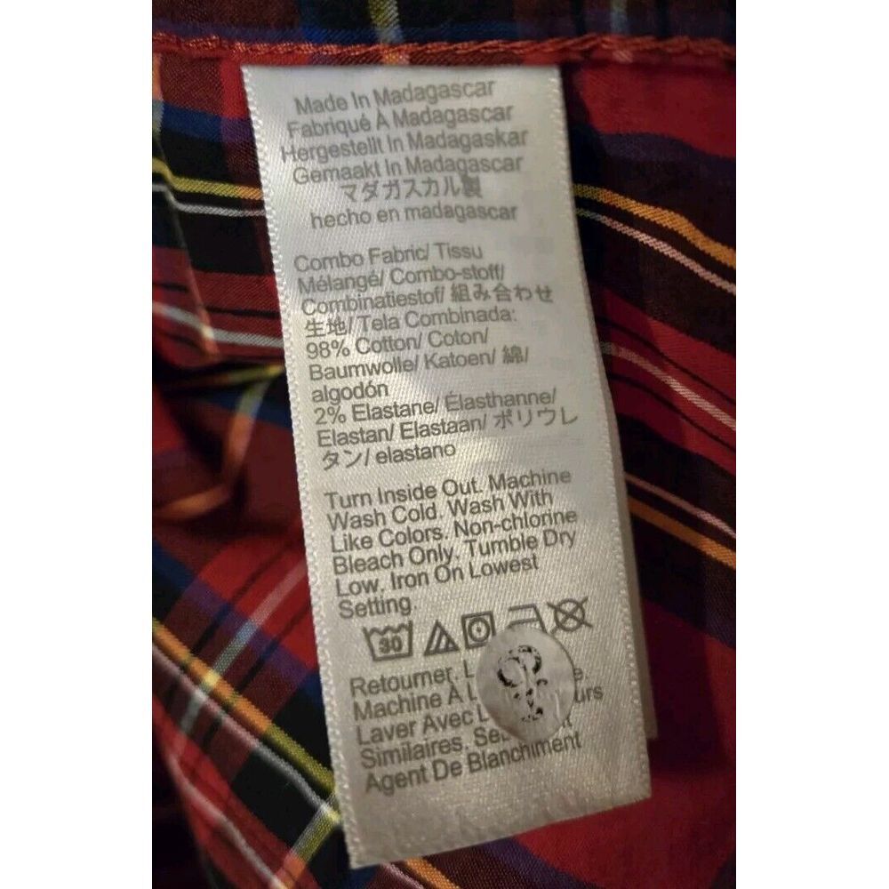 J Crew Shirt Men Large Red Plaid Long Sleeve Button Front Collared Holiday - Picture 7 of 7